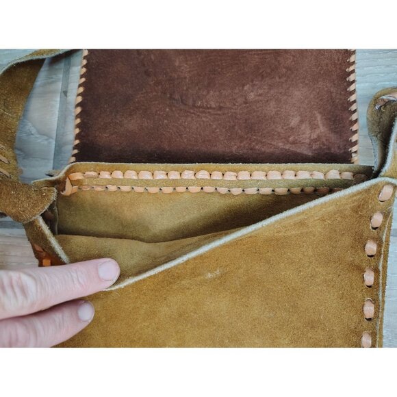 Handmade Leather Cowhide Beaded Crossbody Purse, Rainbow Cat, Pride Fringe Boho - Picture 6 of 7